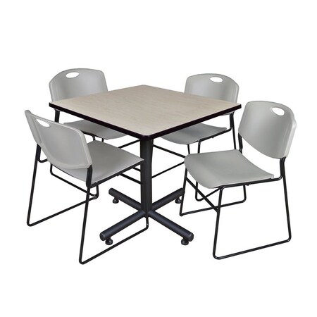 Kobe Kobe Square Table & Chair Set, Wood, Metal, Polypropylene Top TKB4242PL44GY
